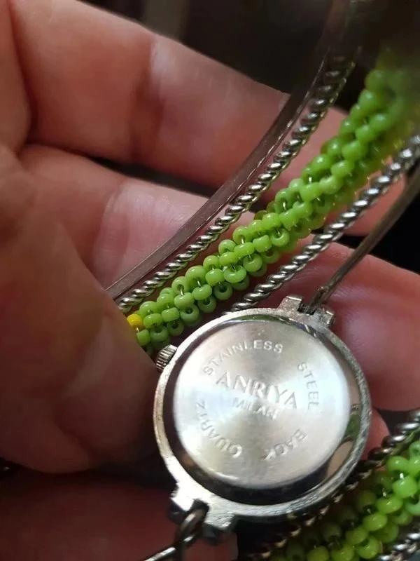 Verzilverde en groene armband met nieuwe horloge – photo 6